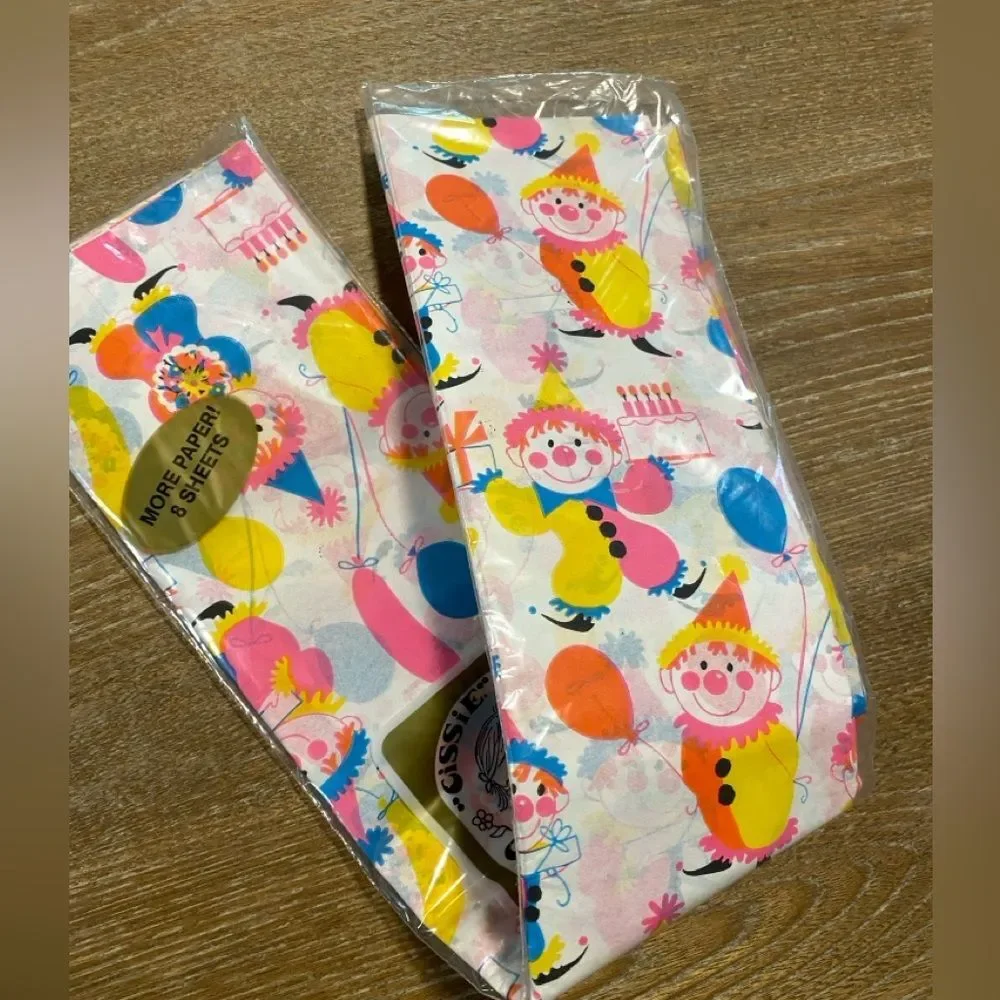 Vintage Clown Retro Pastel Novelty Gift Party Tissue Paper